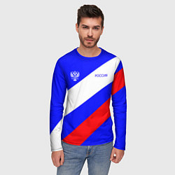 Лонгслив мужской Россия с гербом и цветами флага, цвет: 3D-принт — фото 2