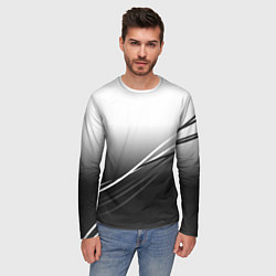 Лонгслив мужской Градиент с полосами из белого в тёмный, цвет: 3D-принт — фото 2