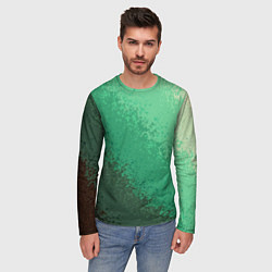 Лонгслив мужской Градиент текстурный зелёный, цвет: 3D-принт — фото 2