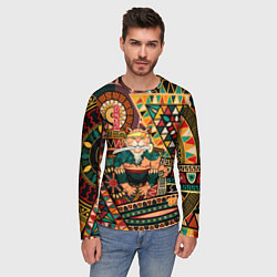 Лонгслив мужской Кот самурай - Айко, цвет: 3D-принт — фото 2