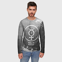 Лонгслив мужской Marilyn Manson - grey gradient, цвет: 3D-принт — фото 2