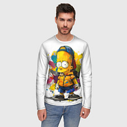 Лонгслив мужской Рисунок красками Барт Симпсон, цвет: 3D-принт — фото 2