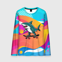 Лонгслив мужской Акула на скейте, цвет: 3D-принт