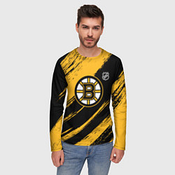 Лонгслив мужской Бостон Брюинз - брызги краски, цвет: 3D-принт — фото 2