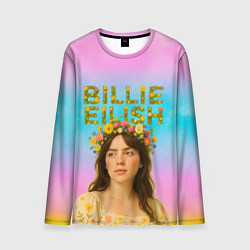 Лонгслив мужской Билли Айлиш с цветочным венком на голове, цвет: 3D-принт