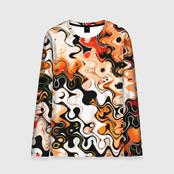 Мужской лонгслив Абстракция разлитые краски оранжевый