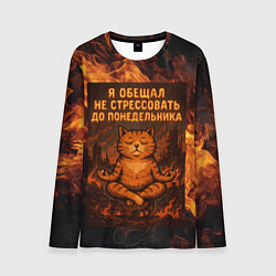 Лонгслив мужской Я обещал не стрессовать до понедельника - кот поср, цвет: 3D-принт