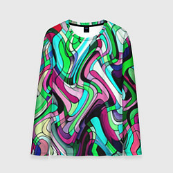 Лонгслив мужской Зелёно-розовый искажённая абстракция, цвет: 3D-принт