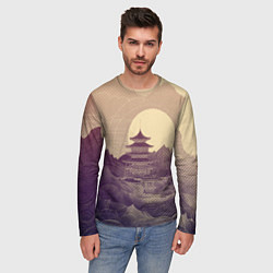 Лонгслив мужской Ретро иллюстрация Японского храма, цвет: 3D-принт — фото 2