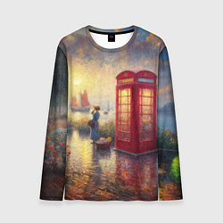 Лонгслив мужской Женщина у телефонной будки на набережной, цвет: 3D-принт