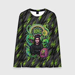 Лонгслив мужской Bones психоделический стиль, цвет: 3D-принт