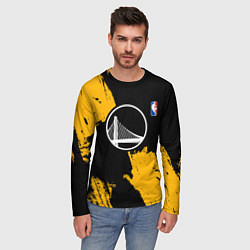Лонгслив мужской Голден Стэйт Уорриорз - брызги желтой краски, цвет: 3D-принт — фото 2