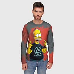 Лонгслив мужской Гомер в футболке Linkin Park, цвет: 3D-принт — фото 2