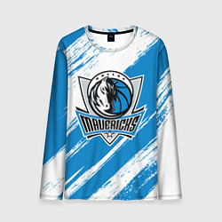 Лонгслив мужской Даллас Маверикс - белый и синий, цвет: 3D-принт