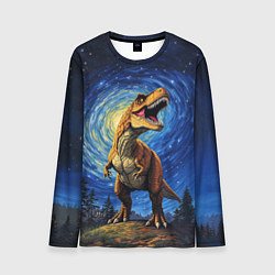 Лонгслив мужской Тираннозавр Рекс - звездная ночь, цвет: 3D-принт