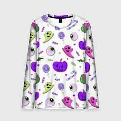 Лонгслив мужской Halloween purple pumpkin pattern, цвет: 3D-принт