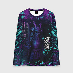 Лонгслив мужской Призрачный самурай - неоновый арт, цвет: 3D-принт