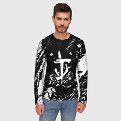 Лонгслив мужской Doom белые краски штрихи, цвет: 3D-принт — фото 2