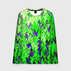 Лонгслив мужской Ярко-зелёный стекающая абстаркция, цвет: 3D-принт