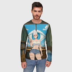 Лонгслив мужской Dandadan Seiko в комнате указывает, цвет: 3D-принт — фото 2