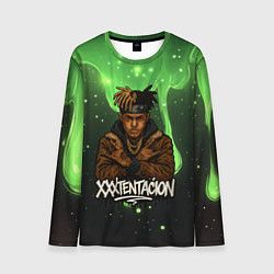 Лонгслив мужской XXXTentacion на фоне зеленой краски, цвет: 3D-принт