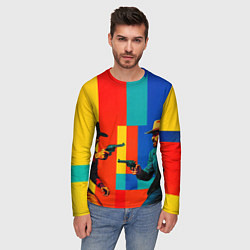 Лонгслив мужской Перестрелка ковбоев поп-арт, цвет: 3D-принт — фото 2