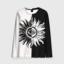 Лонгслив мужской Солнце черно-белое, цвет: 3D-принт