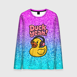 Лонгслив мужской Duck yeah - утка в наушниках, цвет: 3D-принт