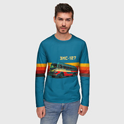 Лонгслив мужской Ретро автобус ЗИС-127 поп-арт, цвет: 3D-принт — фото 2