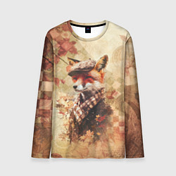 Лонгслив мужской Винтажный лис на осеннем фоне, цвет: 3D-принт