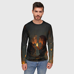 Лонгслив мужской Ведьмак и огненная Трисс, цвет: 3D-принт — фото 2