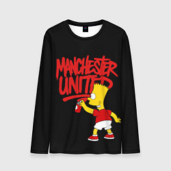 Лонгслив мужской Граффити Манчестер Юнайтед и Барт Симсон, цвет: 3D-принт