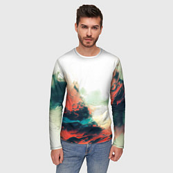 Лонгслив мужской Абстракция с плавными формами краски, цвет: 3D-принт — фото 2