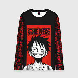 Лонгслив мужской Ван Пис, Луффи на красном, цвет: 3D-принт