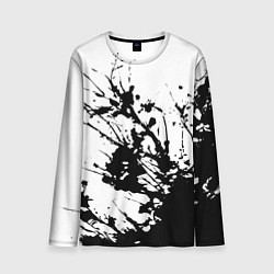 Лонгслив мужской Чёрная взрывная краска на белом, цвет: 3D-принт
