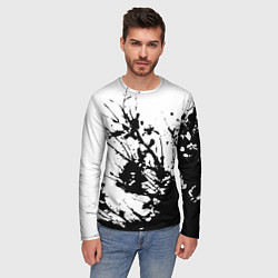 Лонгслив мужской Чёрная взрывная краска на белом, цвет: 3D-принт — фото 2