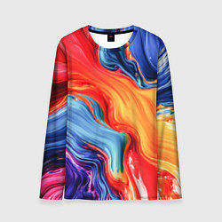 Лонгслив мужской Красно-синие масляные краски смешение абстракция, цвет: 3D-принт