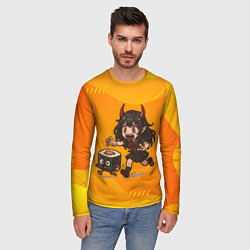 Лонгслив мужской Девочка дьявол бежит за роллом, цвет: 3D-принт — фото 2