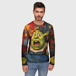 Лонгслив мужской Удивленный Шрек, цвет: 3D-принт — фото 2