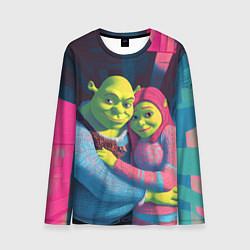 Лонгслив мужской Шрек и Фиона в обнимку, цвет: 3D-принт