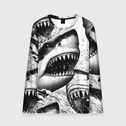 Лонгслив мужской Белая акула - стая, цвет: 3D-принт