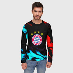 Лонгслив мужской Бавария Мюнхен неоновый огонь, цвет: 3D-принт — фото 2