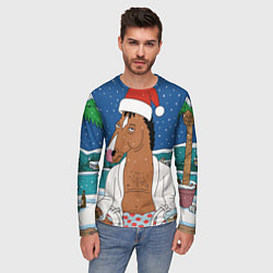 Лонгслив мужской Новогодний Конь Боджек, цвет: 3D-принт — фото 2