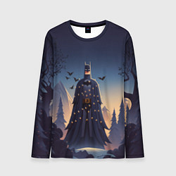 Лонгслив мужской Новогодний Бэтмен, цвет: 3D-принт