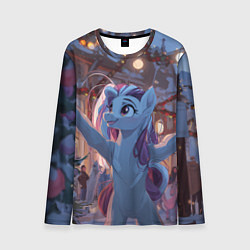 Мужской лонгслив Лошадка наслаждается новым годом