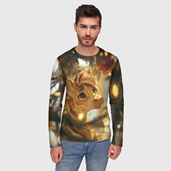 Лонгслив мужской Лошадка любуется елочным шаром, цвет: 3D-принт — фото 2