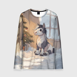 Лонгслив мужской Лошадка у елки, цвет: 3D-принт