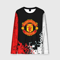 Лонгслив мужской Манчестер Юнайтед краски абстрактные, цвет: 3D-принт