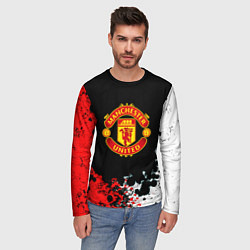 Лонгслив мужской Манчестер Юнайтед краски абстрактные, цвет: 3D-принт — фото 2