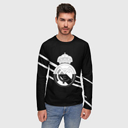 Лонгслив мужской Реал Мадрид полосы текстура линии, цвет: 3D-принт — фото 2